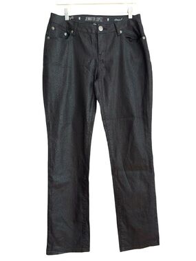 Jennifer Lopez Black Faux-Leather Straight Leg Jeans - SIZE 8